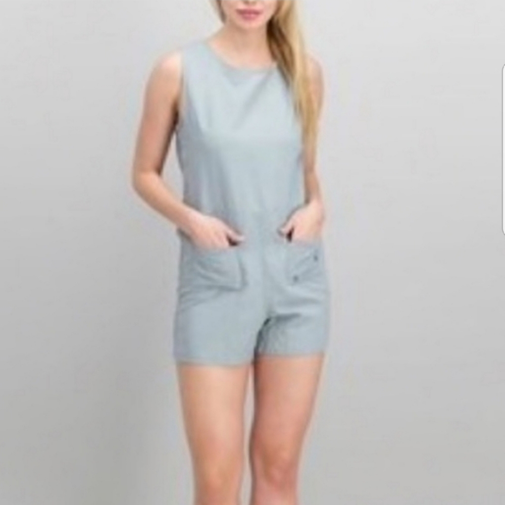 Junk Food Disney Linen Blend Romper Gray Mickey M